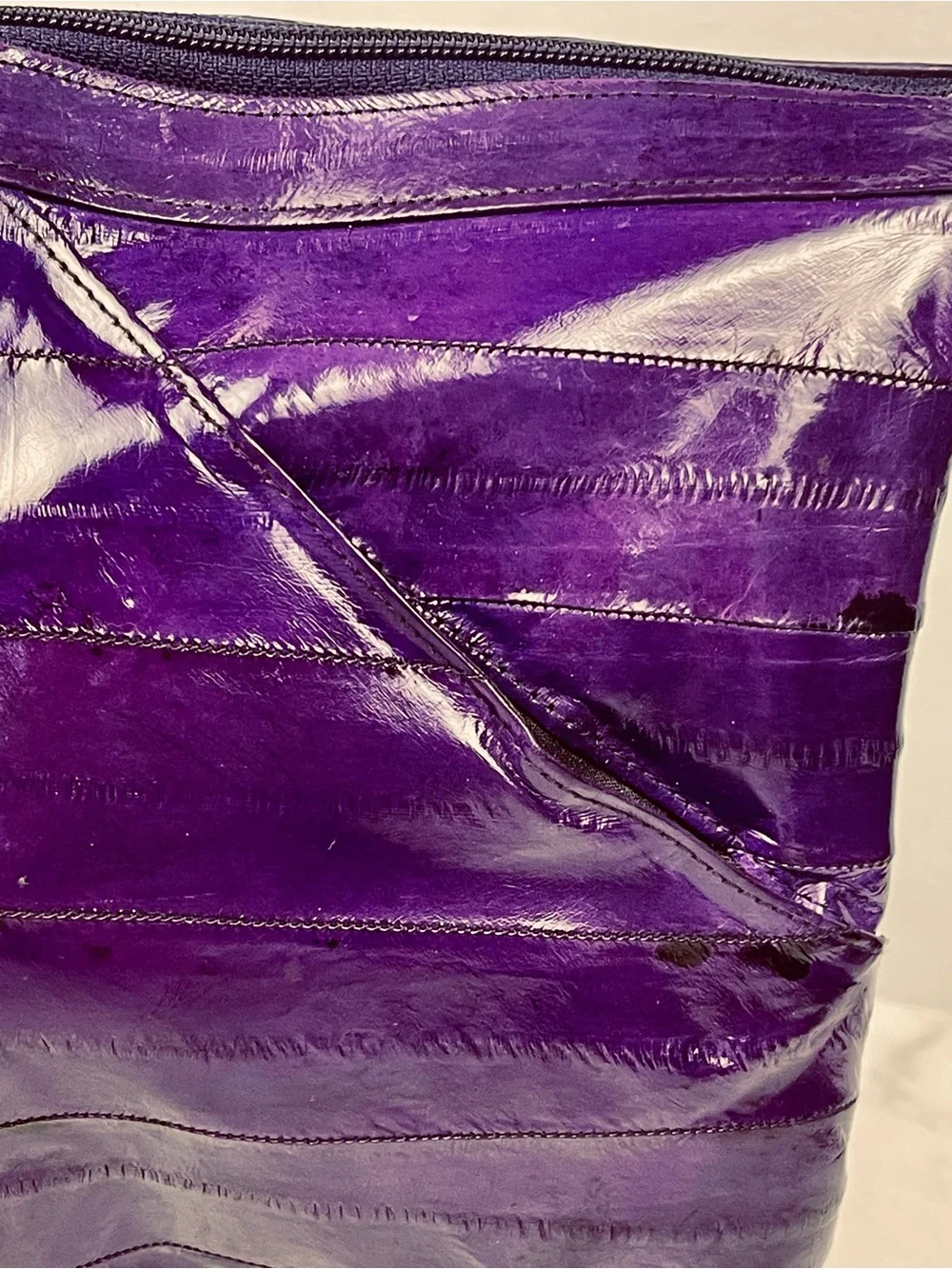 Purple Leather Crossbody Bag - Women